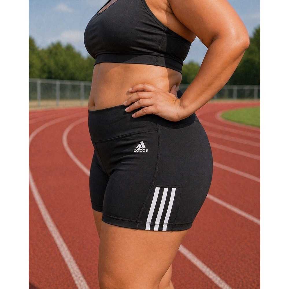 Adidas AeroReady Training Shorts Womens XL Black Athletic 3-Stripe Primegreen - Picture 9 of 14